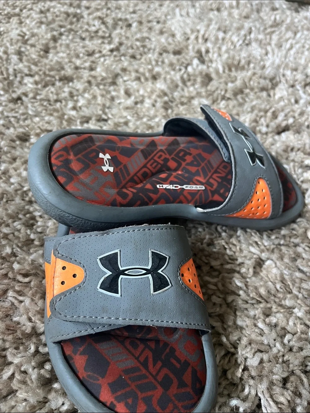 Under Armour Kids' Gray & Orange Slide Sandals